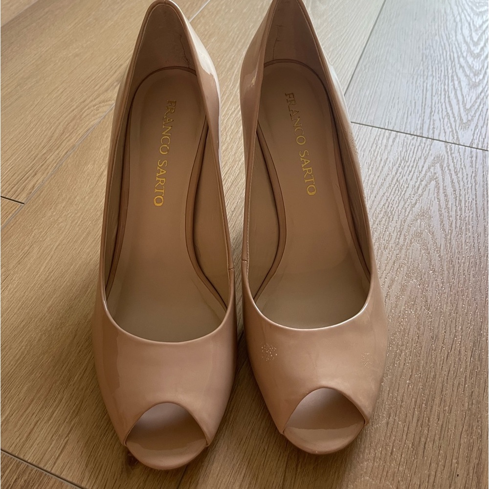Franco Sarto Nude Patent Leather Heels